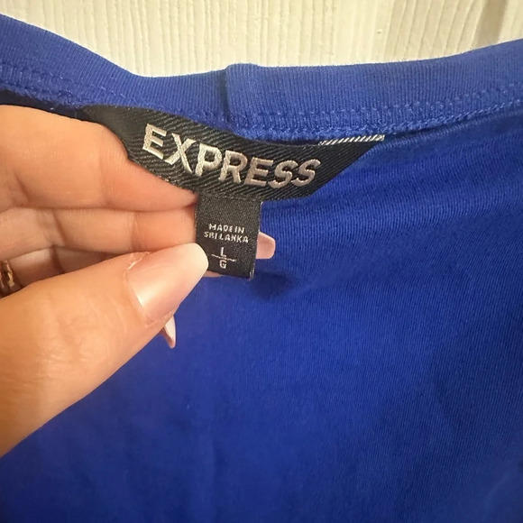 Express off the shoulder blue cotton dress - size Large - Picture 4 of 4